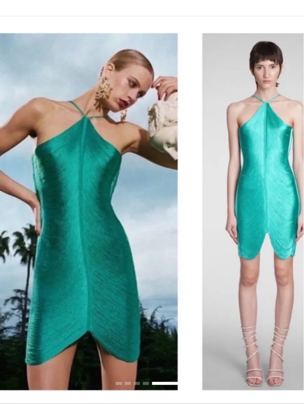 Cult Gaia Turquoise green Mara silk fringe mini dress in XS